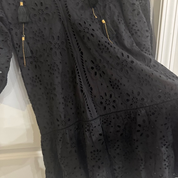 BELL by Alicia Bell Eyelet Popover Flounce Mini Dress in Black - Picture 9 of 16